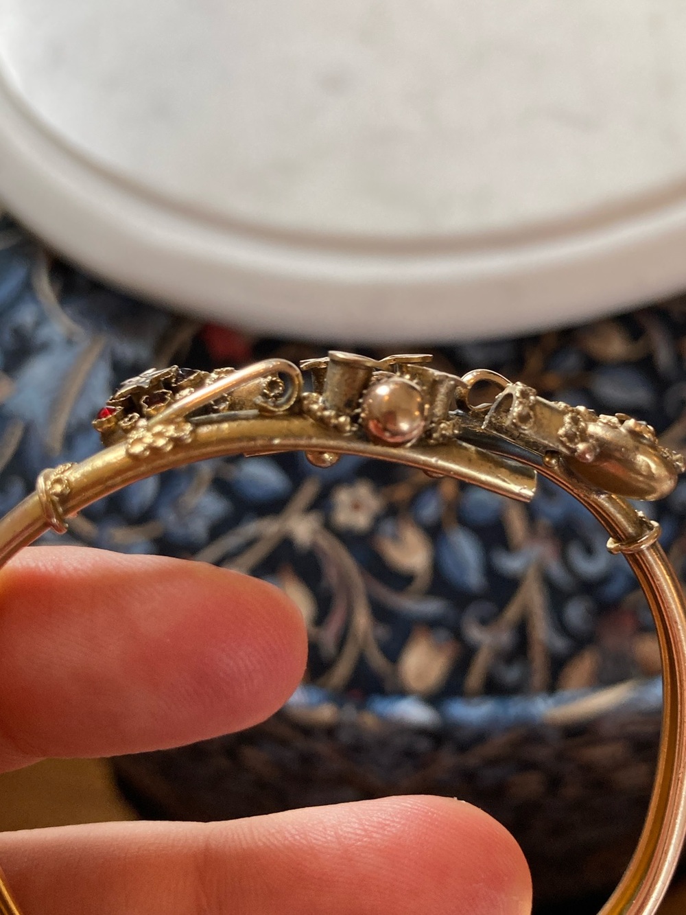 Antique Victorian Celestial Rose-Cut Garnet Crescent Moon & Stars GF Bracelet - Picture 11 of 16